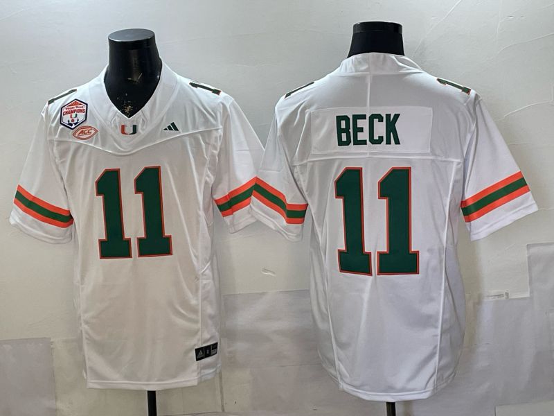 Men 2026 Miami Hurricanes #11 Beck White 3th generations Limited NCAA Jersey 0013
